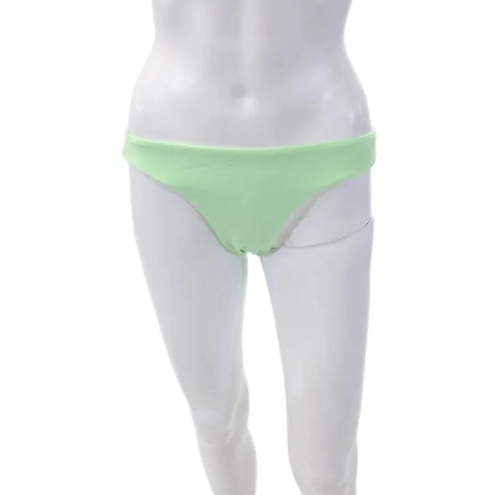 PilyQ Womens Ruched Basic Full Bikini Bottoms Aloe Green Size Large